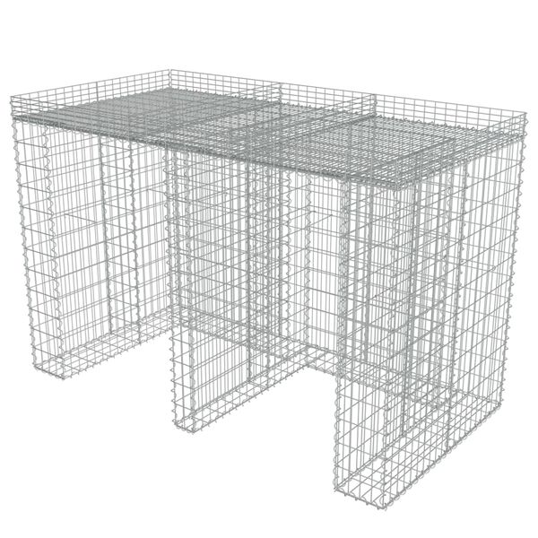 vidaXL Muro de gaviones para contenedor de basura acero 190x100x130cm