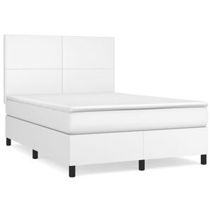 vidaXL Cama box spring con colch&oacute;n cuero sint&eacute;tico blanco 140x200cm