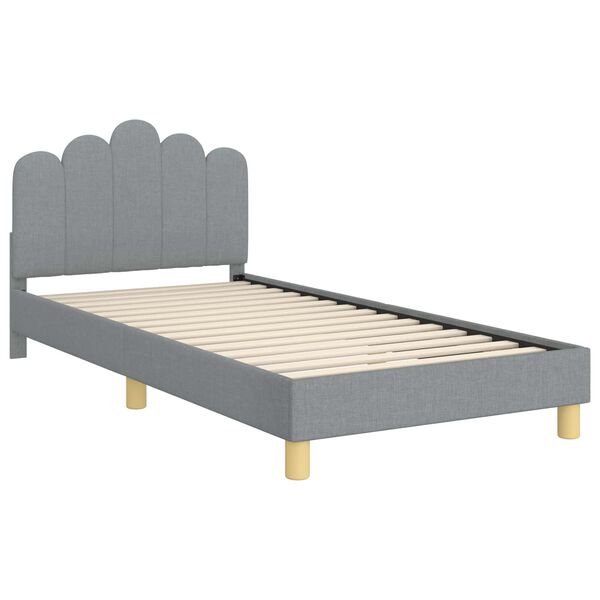 vidaXL Cama para ni&ntilde;os con cabecero Gris Claro 90 x 200 cm tela