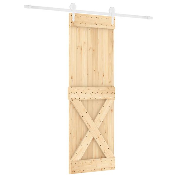 vidaXL Puerta corredera con herrajes madera maciza de pino 80x210 cm