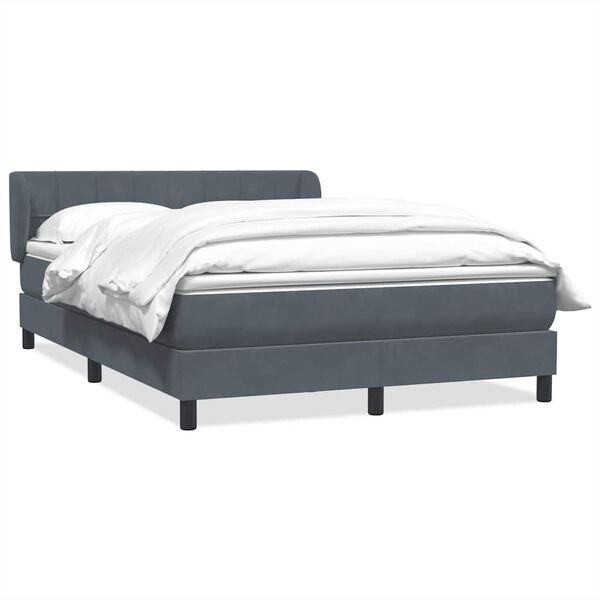 vidaXL Cama box spring con colch&oacute;n terciopelo gris oscuro 140x220 cm