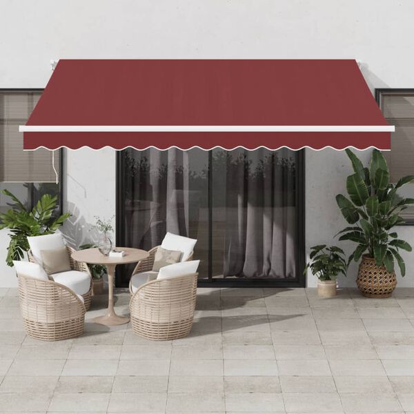 vidaXL Toldo retr&aacute;ctil autom&aacute;tico con luces LED burdeos 400x350 cm