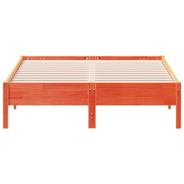 vidaXL Estructura de cama sin colch&oacute;n madera maciza marr&oacute;n 135x190 cm