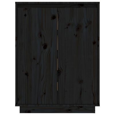 vidaXL Armario zapatero de madera maciza de pino negro 60x35x80 cm