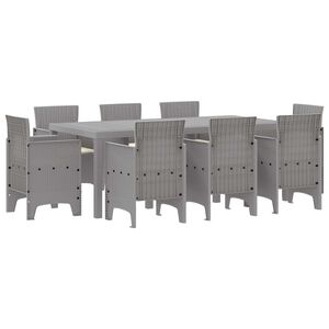 vidaXL Conjunto de Comedor de Jard&iacute;n 9 uds. Gris Claro Polipropileno
