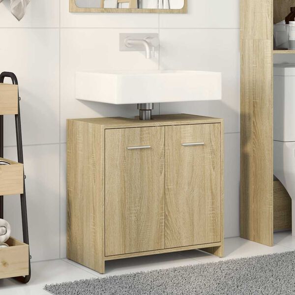 vidaXL Armario lavabo ba&ntilde;o madera ingenier&iacute;a roble Sonoma 60x33x60 cm