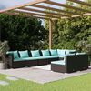 vidaXL Set de muebles de jard&iacute;n 8 pzas y cojines rat&aacute;n sint&eacute;tico negro
