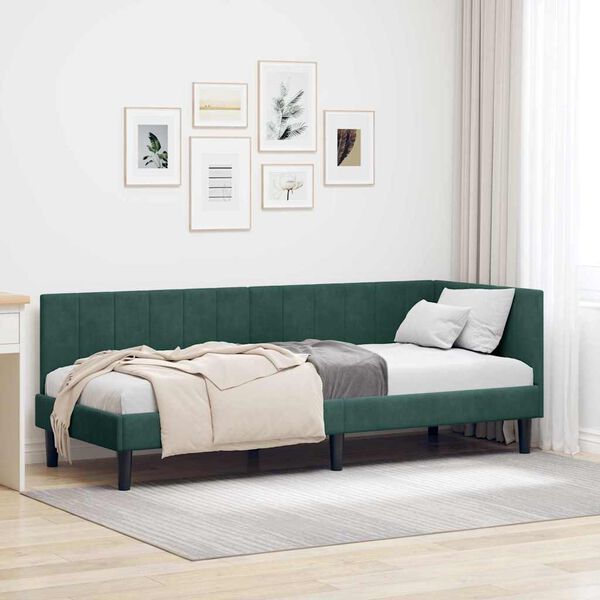 vidaXL Estructura de cama en esquina Verde oscuro 80 cm x 200 cm
