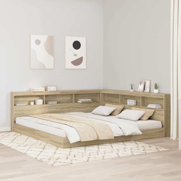 vidaXL Cama con Estanter&iacute;a con estante Roble Sonoma 180 x 200 cm