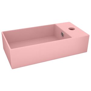 vidaXL Lavabo con rebosadero cer&aacute;mica rosa mate