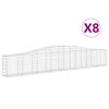 vidaXL Cestas de gaviones 8 uds forma de arco hierro 400x30x60/80 cm