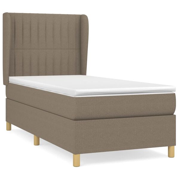 vidaXL Cama box spring con colch&oacute;n tela gris taupe 80x200 cm