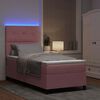 vidaXL Cama Box Spring LED con colch&oacute;n Rosa 80 x 200 cm tela
