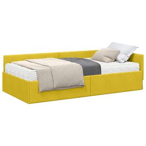 vidaXL Estructura de Cama Esquina con Colch&oacute;n 2 pcs Verde Terciopelo