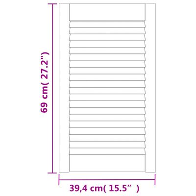 vidaXL Puerta de armario lamas 2 uds madera pino blanco 69x39,4 cm