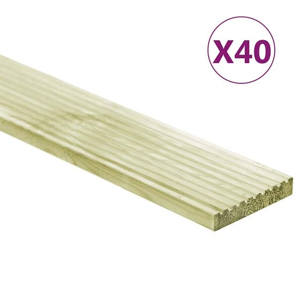 vidaXL Tablas para terraza 40 uds madera de pino impregnada 5,8 m&sup2; 1m