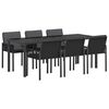 vidaXL Conjunto de Comedor de Jard&iacute;n 7 uds. Negro rat&aacute;n sint&eacute;tico