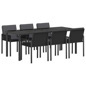 vidaXL Conjunto de Comedor de Jard&iacute;n 7 uds. Negro rat&aacute;n sint&eacute;tico