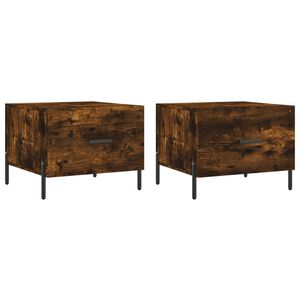 vidaXL Mesa de centro 2 uds madera ingenier&iacute;a roble ahumado 50x50x40cm