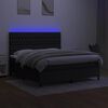 vidaXL Cama box spring colch&oacute;n y luces LED tela negro 160x200 cm