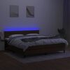 vidaXL Cama box spring colch&oacute;n luces LED tela marr&oacute;n oscuro 160x200cm