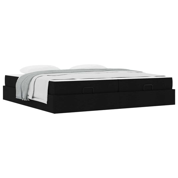 vidaXL Estructura de cama con colch&oacute;n con colch&oacute;n 2 pcs Negro tela