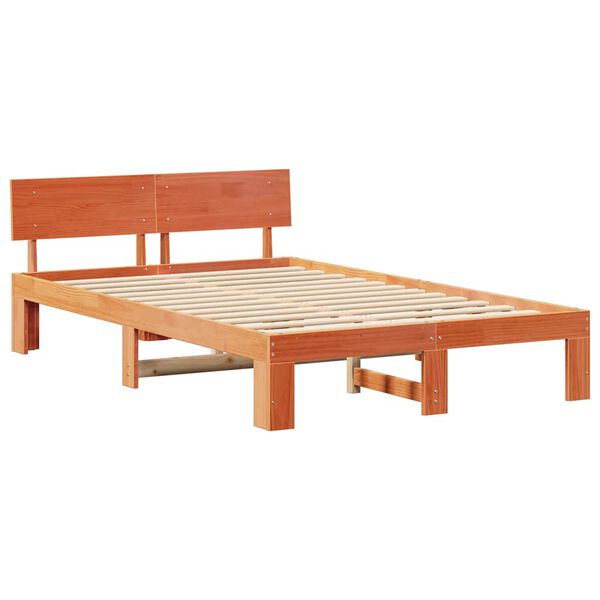 vidaXL Estructura de cama con cabecera Marr&oacute;n cera 140 x 190 cm