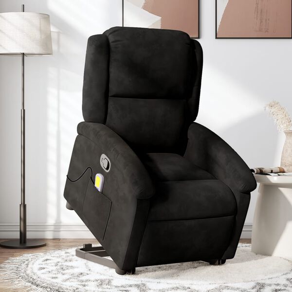 vidaXL Sillón reclinable de masaje elevable terciopelo negro