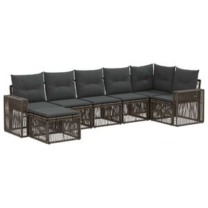 vidaXL Conjunto de sof&aacute;s de jard&iacute;n 7 uds. Gris y Gris Oscuro