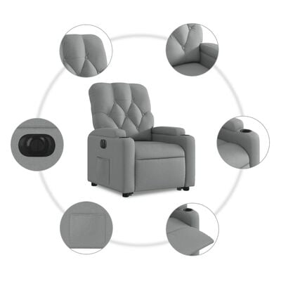 vidaXL Sillón eléctrico reclinable elevable de tela gris claro
