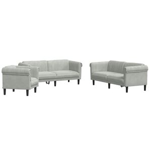 vidaXL Juego de sof&aacute;s 3 piezas terciopelo gris claro