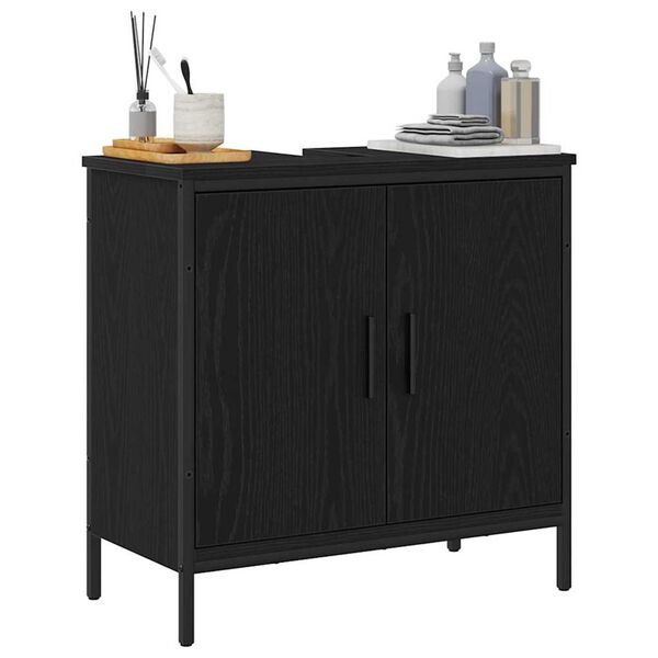 vidaXL Mueble de lavabo para baño Roble Negro 60 x 30 x 60 cm