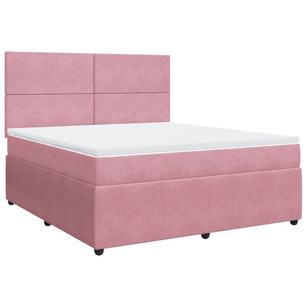 vidaXL Cama box spring con colch&oacute;n terciopelo rosa 180x200 cm