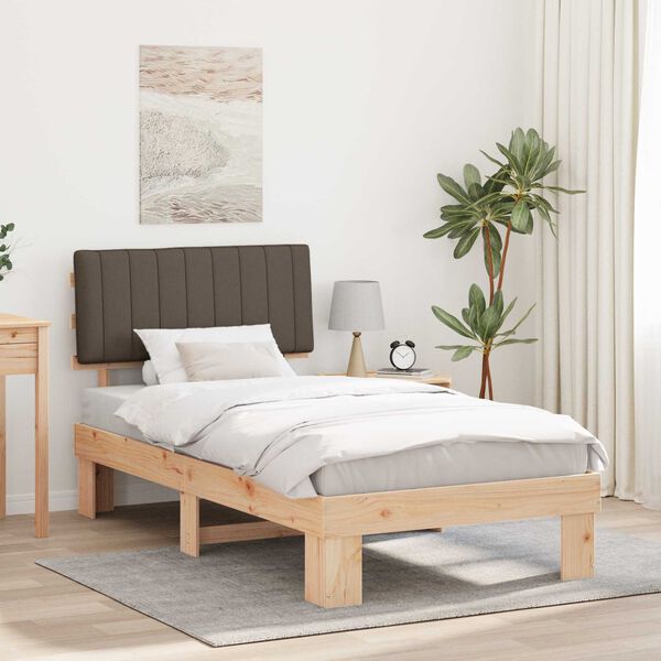 vidaXL Estructura de Cama con Cabecera Tapizada Taupé 100 x 200 cm