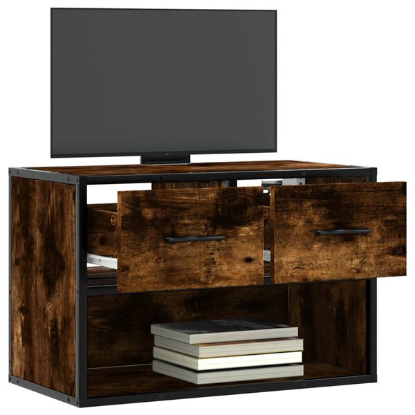 vidaXL Mueble de TV madera y metal roble ahumado 60x31x39,5 cm