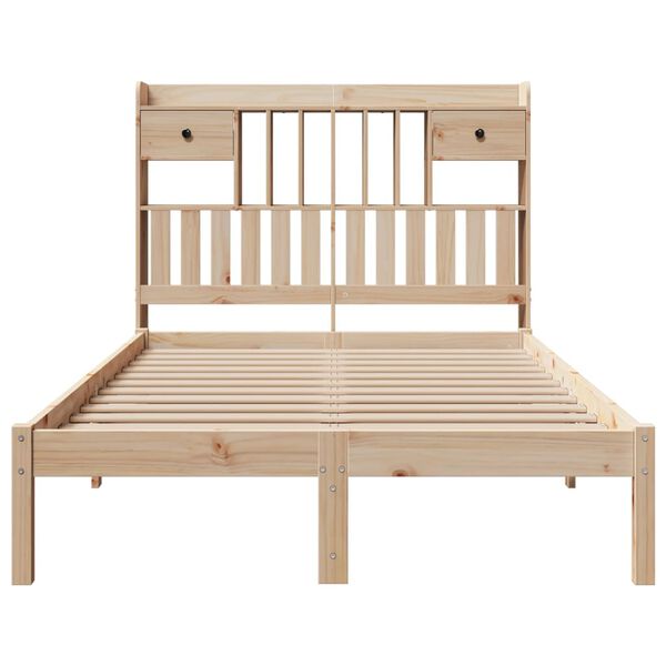 vidaXL Cama con estantería sin colchón madera maciza de pino 135x190cm