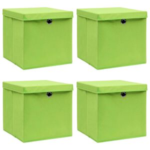 vidaXL Cajas de almacenaje con tapas 4 uds tela verde 32x32x32 cm