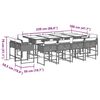 vidaXL Set comedor jard&iacute;n y cojines 13 pzas rat&aacute;n sint&eacute;tico gris claro
