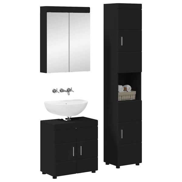 vidaXL Juego de muebles de ba&ntilde;o TULUM Negro Madera de ingenier&iacute;a