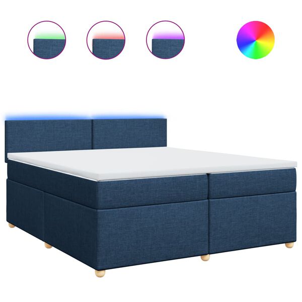 vidaXL Cama box spring con colch&oacute;n tela azul 200x200 cm