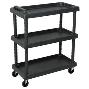 vidaXL Carro de herramientas de taller 3 niveles PP negro 75x37,5x92cm