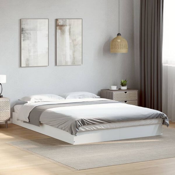 vidaXL Estructura de cama madera de ingenier&iacute;a blanca 135x190 cm