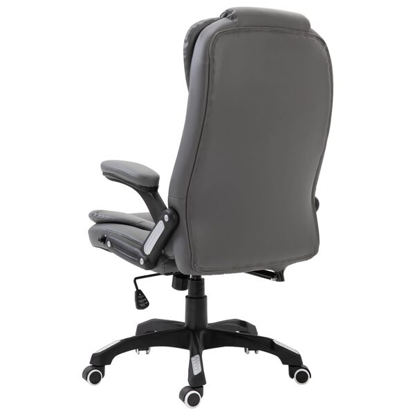 vidaXL Silla de oficina de cuero sint&eacute;tico gris antracita