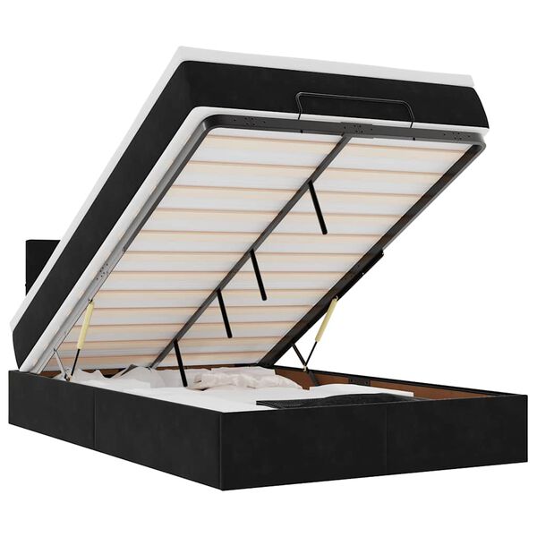 vidaXL Estructura de cama otomana colchón terciopelo negro 120x200cm