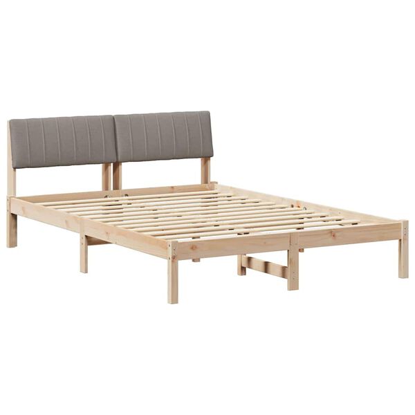 vidaXL Estructura de cama con cabecera Marr&oacute;n y taupe 140 x 190 cm