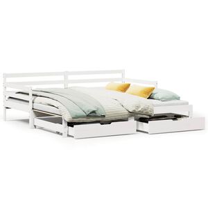 vidaXL Sof&aacute; cama nido con cajones sin colch&oacute;n blanco 90x200 cm