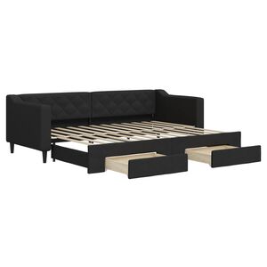 vidaXL Sof&aacute; cama nido con cajones tela negro 80x200 cm