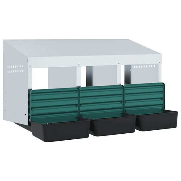 vidaXL Nido para gallinas con 3 compartimentos de acero galvanizado para montar en la pared