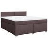 vidaXL Cama box spring con colch&oacute;n tela marr&oacute;n oscuro 180x200 cm