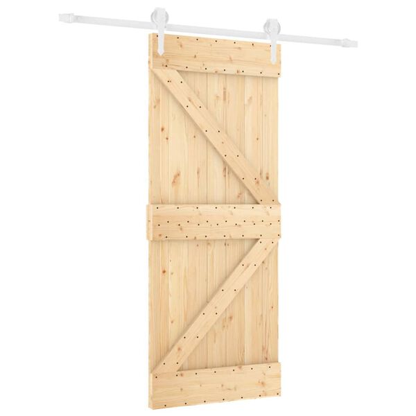 vidaXL Puerta corredera con herrajes madera maciza de pino 85x210 cm